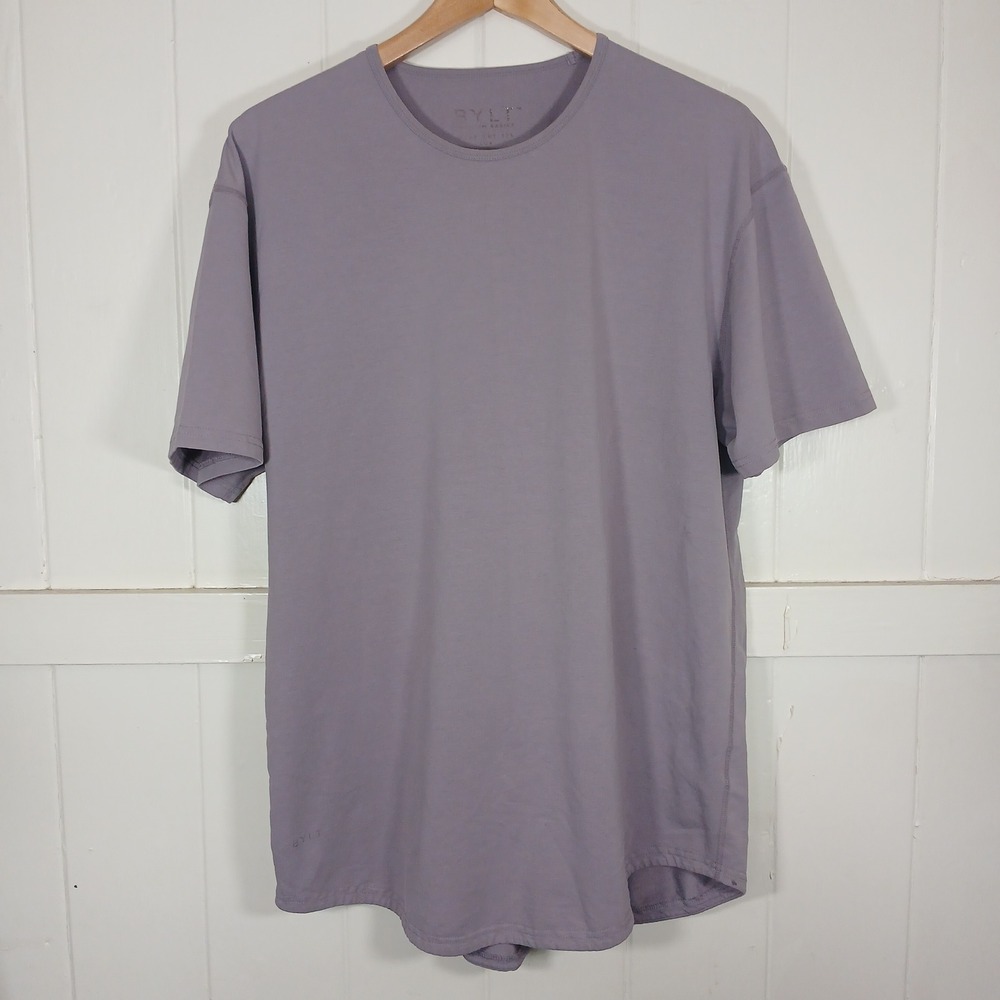 BYLT Drop Cut T-Shirt Mens XL Grey Purple Short Sleeve Curved Hem XDC_SS_GRL_XL